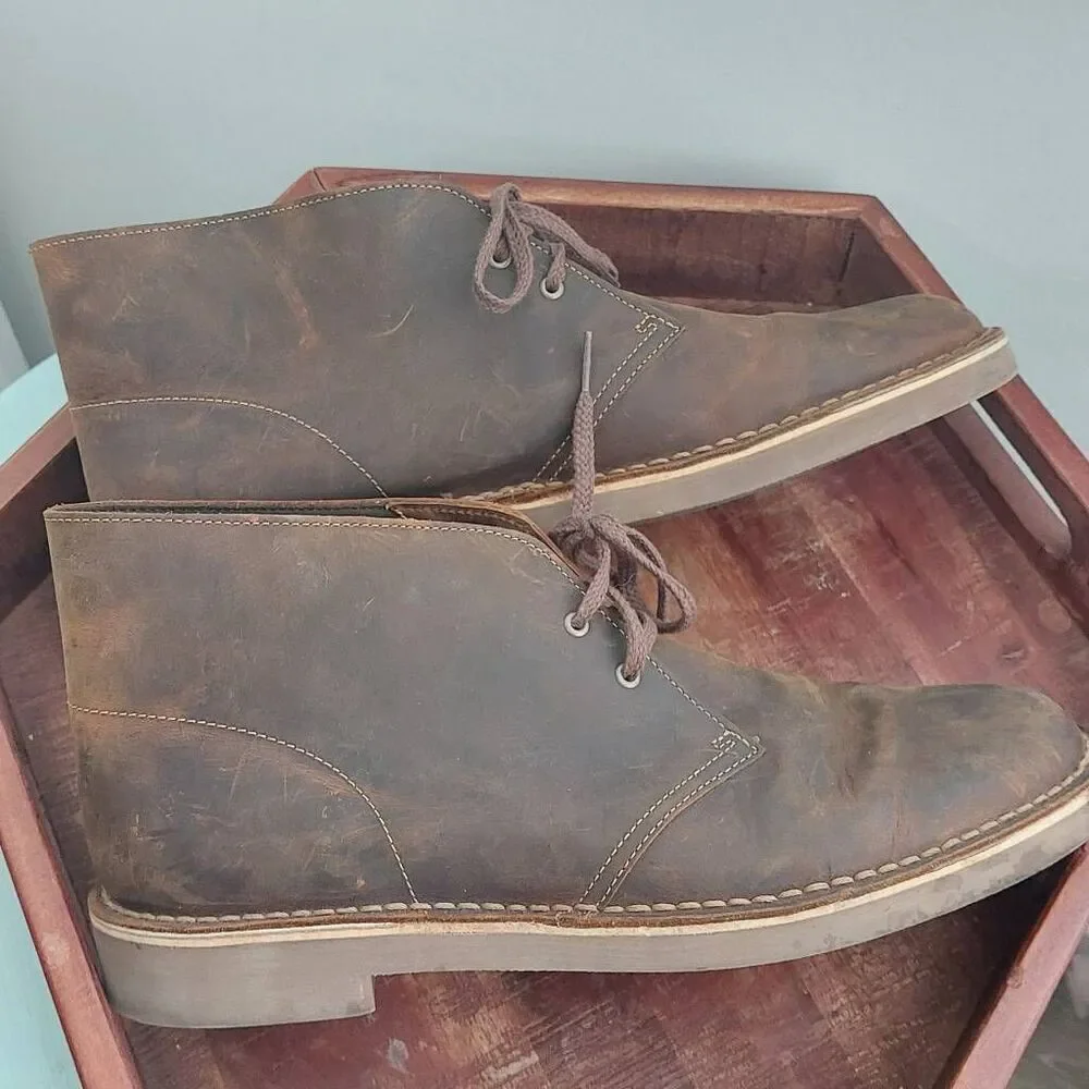 Clarks Bushacre II Beeswax Brown Leather Desert Chukka Boot Size 12